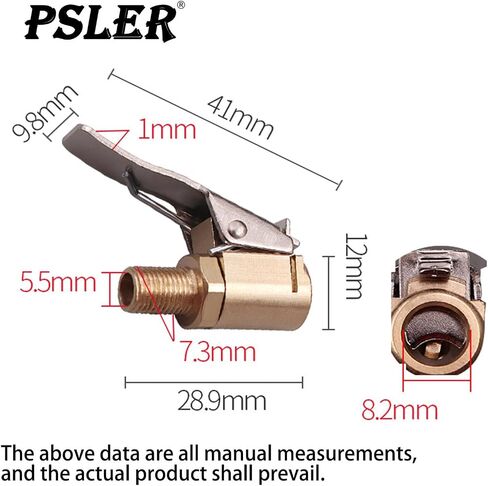 PSLER Air Chuck 2PCS Brass Tire Chuck 1/4" FNPT Heavy Duty Closed Flow Lock N Flate Air Chuck with Male Quick Plugs for Most Vehicles Air Nozzle Tire Inflator Air Pump Compressor Accessories in Kuwait