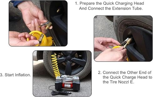 PSLER Air Chuck 2PCS Brass Tire Chuck 1/4" FNPT Heavy Duty Closed Flow Lock N Flate Air Chuck with Male Quick Plugs for Most Vehicles Air Nozzle Tire Inflator Air Pump Compressor Accessories in Kuwait