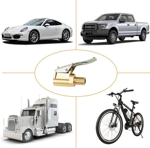 PSLER Air Chuck 2PCS Brass Tire Chuck 1/4" FNPT Heavy Duty Closed Flow Lock N Flate Air Chuck with Male Quick Plugs for Most Vehicles Air Nozzle Tire Inflator Air Pump Compressor Accessories in Kuwait
