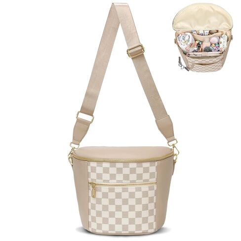 miss fong Small Diaper Bag Mini Diaper Bag, Crossbody Diaper Bags, Diaper Bag Purse, Diaper Clutch with 7 Diaper Bag Organizers,2 Insulated Pockets and Adjustable Shoulder Strap(Black) in Kuwait