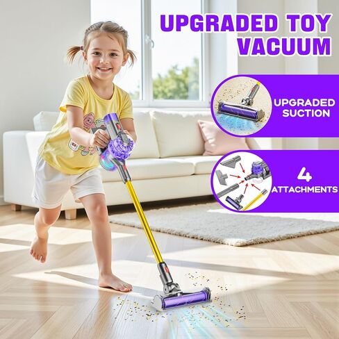 BLAXTEM 4-in-1 Toy Vacuum Cleaner for Toddler Pretend Play (Purple/Yellow) in Saudi Arabia