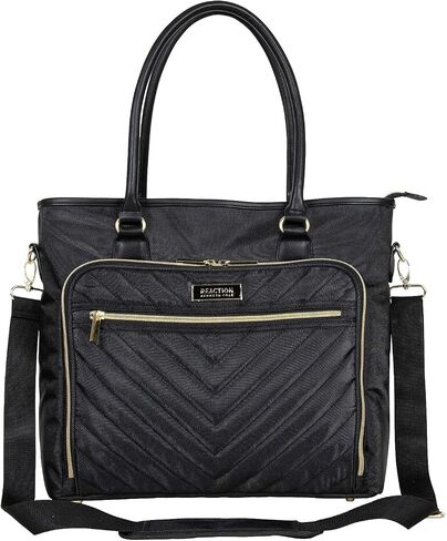 Kenneth Cole Reaction Chelsea Quilted Chevron 15" Laptop & Tablet Business Tote With Removeable Shoulder Strap, Black in Kuwait