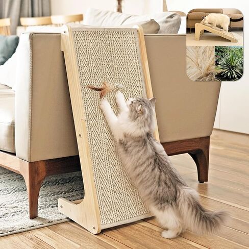 PETKARAY Cat Scratcher, Cat Sisal Scratching Ramp, L Shape Cat Scratch Pad for Indoor Cats, Wall Furniture Protector Large in Saudi Arabia