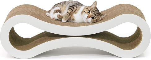 BOWHAUS Infinity Cat Scratcher Lounger, Reversible Scratcher, Infinity Cat Cardboard Scratcher, Large Cat Scratching Pad, Scratching Board, Scratcher Lounge Bed for Indoor Cats, Brown in Kuwait