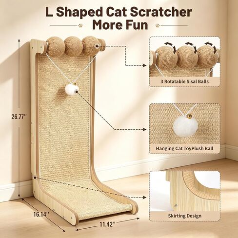 26.8 "Large Sisal Cat Scratcher with Sisal Ball and Bell Plush Toy in Kuwait