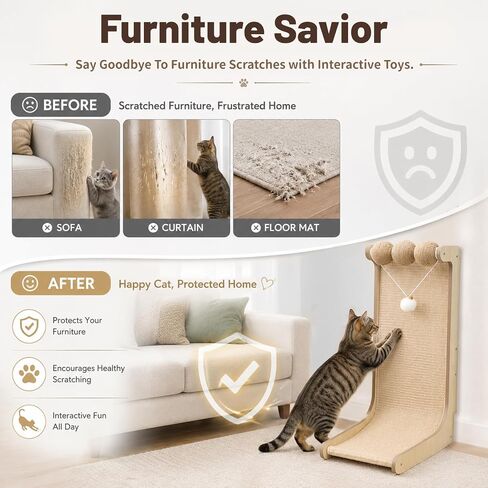 26.8 "Large Sisal Cat Scratcher with Sisal Ball and Bell Plush Toy in Kuwait