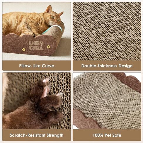 EHEYCIGA 26" Large Cardboard Cat Scratcher Bed with 2 Cat Toys, Brown in Saudi Arabia