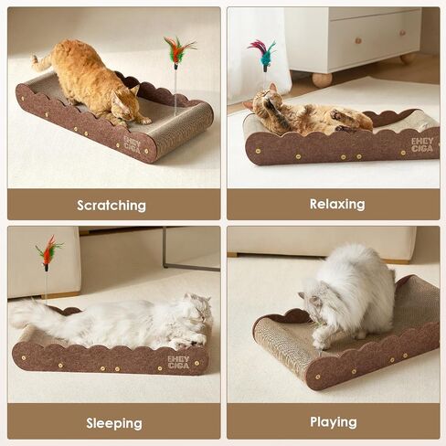 EHEYCIGA 26" Large Cardboard Cat Scratcher Bed with 2 Cat Toys, Brown in Saudi Arabia