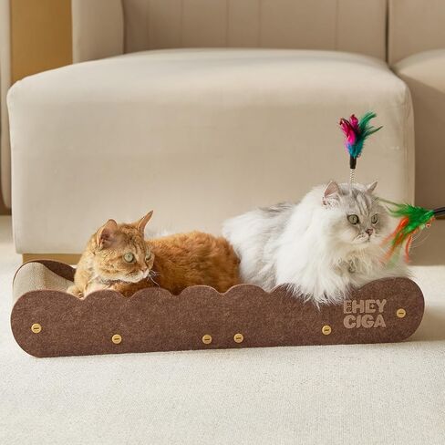 EHEYCIGA 26" Large Cardboard Cat Scratcher Bed with 2 Cat Toys, Brown in Saudi Arabia