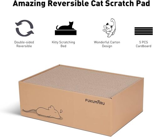 FUKUMARU 5 PCS Cat Scratching Boards, 11.4 Inch Ex-Large Cat Scratcher Box in Kuwait