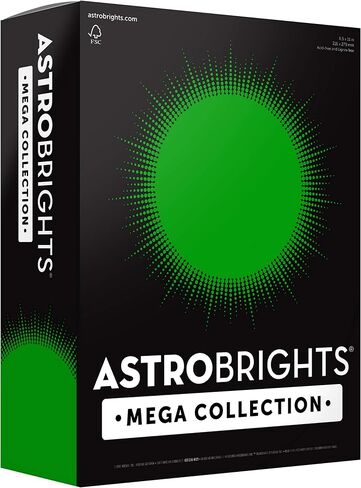 Astrobrights Mega Collection, Colored Paper, Ultra Green, 625 Sheets, 24 lb/89 gsm, 8.5" x 11" - MORE SHEETS! (91677) in Kuwait