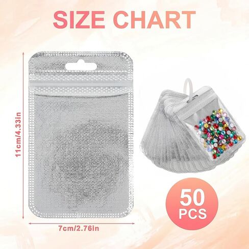 50 Pcs Diamond Painting Storage Bags,Clear Ziplock Craft Organizer Pouches in Saudi Arabia