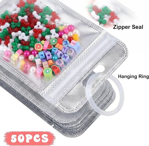 50 Pcs Diamond Painting Storage Bags,Clear Ziplock Craft Organizer Pouches in Saudi Arabia