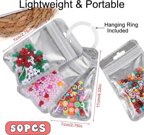50 Pcs Diamond Painting Storage Bags,Clear Ziplock Craft Organizer Pouches in Saudi Arabia