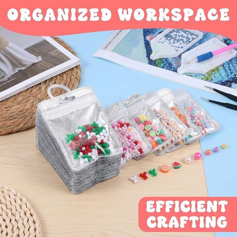 50 Pcs Diamond Painting Storage Bags,Clear Ziplock Craft Organizer Pouches in Saudi Arabia
