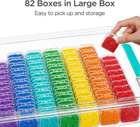 HBlife Bead Organizer Box, 82 PCS Bead Storage Containers with Lids for Small Items, Mini Storage Containers for Jewelry, Diamonds, Nails, Charms, Rhinestones, Bracelets, Screws, Seeds and Small Parts in Kuwait