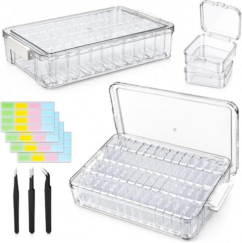 Makebloom 120pcs Bead Organizer Boxes with Labels and Tweezers in Saudi Arabia