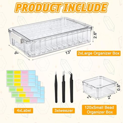 Makebloom 120pcs Bead Organizer Boxes with Labels and Tweezers in Saudi Arabia