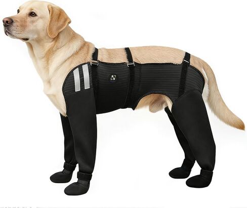 COODEO Dog Socks for All 4 Paws, Waterproof Non-Slip Easy to Wear, Licking Prevention Paw Protection, Durable Warm Salt-Resistant, for Rain Snow Post-Surgery Wound Care Daily Use (Black, XL) in Saudi Arabia