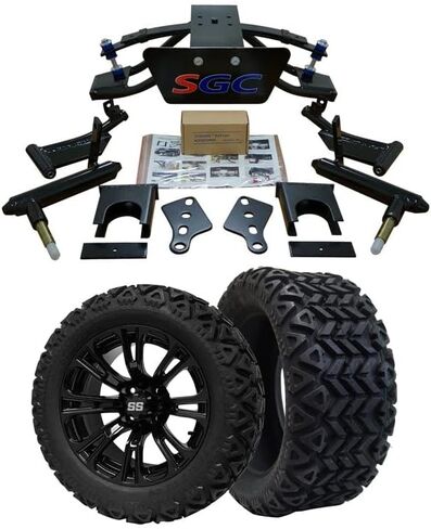 Hardcore Parts 6" Heavy Duty Double A-Arm Suspension Lift Kit for Club Car PRECEDENT Golf Cart (2004+) with 14" Black 'Voodoo' Wheels and 23"x10"-14" DOT rated All-Terrain tires in Saudi Arabia
