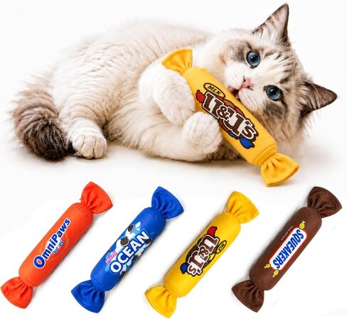 Gochanmon Cat Toys Candy Pillows,4 Pack, Catnip Inside,Soft and Durable Kick Sticks with Crinkle Sound, Interactive Indoor Kitten Play and Exercise Toy 7.9 Inches in Kuwait