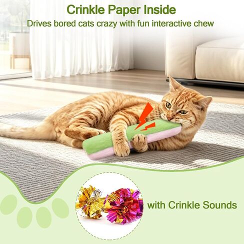 Retro Shaw Cat Toys Pillows, Refillable Catnip Kicker Toys for Indoor Cats in Saudi Arabia
