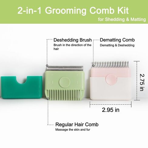 Cat Combs Set of 2, Portable Grooming Tool, Small, Pink & Green in Kuwait