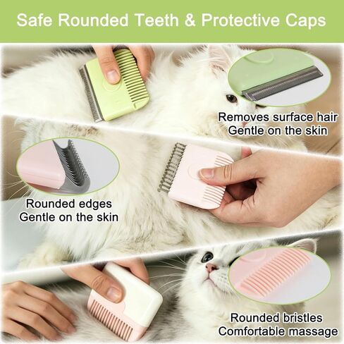 Cat Combs Set of 2, Portable Grooming Tool, Small, Pink & Green in Kuwait