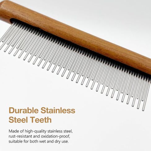 Solid Wood Pet Comb – Fine-Tooth Grooming Tool for Dogs, Cats, and Rabbits, Comfortable Grip and Safe for Skin in Saudi Arabia