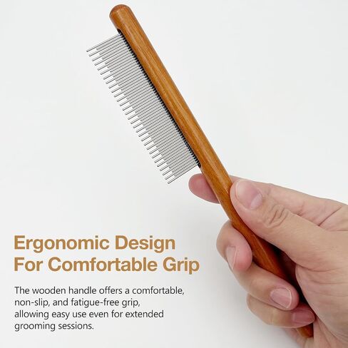 Solid Wood Pet Comb – Fine-Tooth Grooming Tool for Dogs, Cats, and Rabbits, Comfortable Grip and Safe for Skin in Saudi Arabia