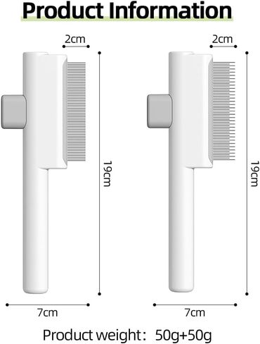 Marchul 2Pcs Pet Comb Flea Comb Set for Cats Dogs, Cat Grooming Brush with Release Button and Stainless Steel Round Teeth, Self-Cleaning Dog Combs for Removing Pet Hair, Knots & Loose Fur, White in Kuwait