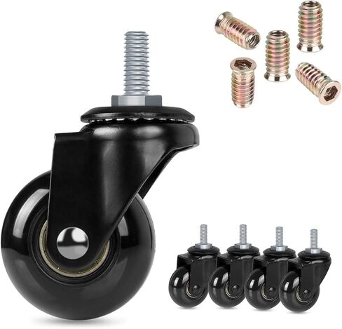 Hirate 3" Office Chair Casters Wheel with 5/16"-18UNC Threaded Stem Mute Gaming Chairs Casters Replacement Safe for Hardwood Tile Floors, Set of 5 with Screw Inserts in Saudi Arabia