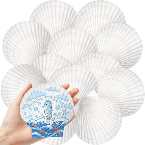 Giftvest 10PCS Large Natural Seashells White Scallop Shells 4"-5" in Saudi Arabia