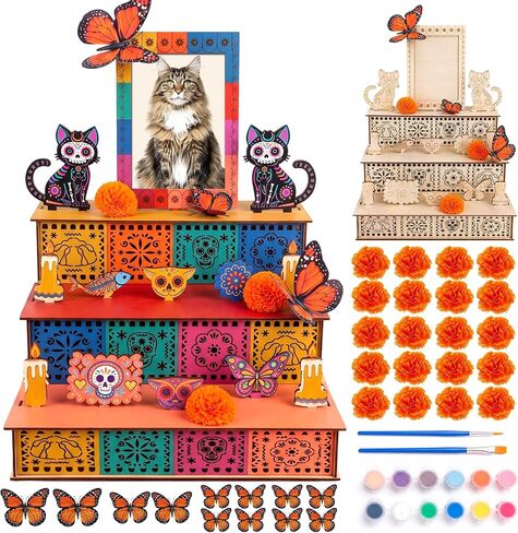 Pet Altar Dia De Los Muertos, Cat Memorial Ofrenda Altar Set in Saudi Arabia