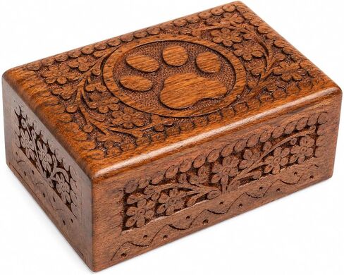 Wooden Pet Memorial Keepsake Cremation Urns for Ashes Pet Urn Wood Keepsake Box Urns for Cat Dogs Ashes | Cat Memorials (Paw) in Saudi Arabia