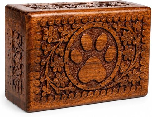 Wooden Pet Memorial Keepsake Cremation Urns for Ashes Pet Urn Wood Keepsake Box Urns for Cat Dogs Ashes | Cat Memorials (Paw) in Saudi Arabia