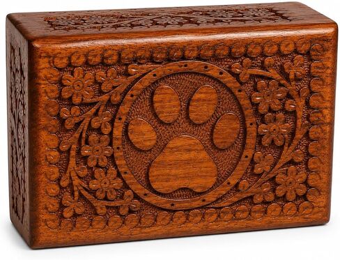 Wooden Pet Memorial Keepsake Cremation Urns for Ashes Pet Urn Wood Keepsake Box Urns for Cat Dogs Ashes | Cat Memorials (Paw) in Saudi Arabia