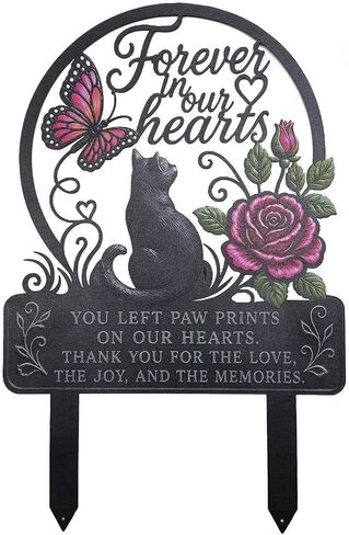 AIM & GGKK Pet Memorial Stake Cat Metal Butterfly Rose Laser-Cut Grave Marker in Saudi Arabia