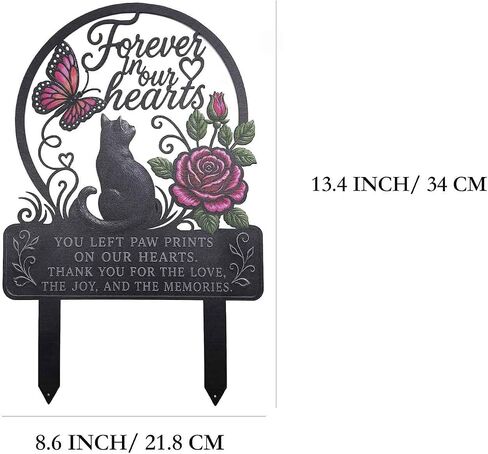 AIM & GGKK Pet Memorial Stake Cat Metal Butterfly Rose Laser-Cut Grave Marker in Saudi Arabia