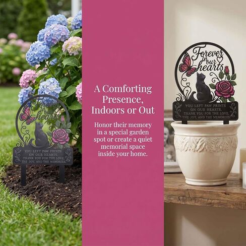 AIM & GGKK Pet Memorial Stake Cat Metal Butterfly Rose Laser-Cut Grave Marker in Saudi Arabia