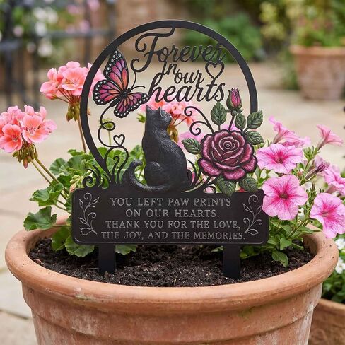 AIM & GGKK Pet Memorial Stake Cat Metal Butterfly Rose Laser-Cut Grave Marker in Saudi Arabia