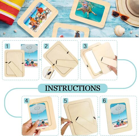 RYKOMO 12 Pieces DIY Wooden Picture Frames, Unfinished Solid Wood Photo Picture Frames for 4 x 6 in Photos, Standing Wooden Picture Frame for DIY Crafts Wood Decorate Gift in Kuwait