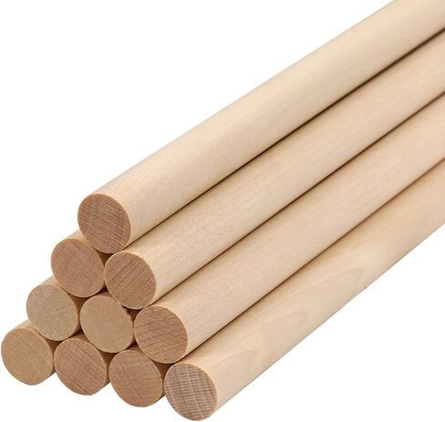 Wood Dowel Rods Wooden Dowels for Crafting 3/8 x 12 Inch, 10 PCS Macrame Wood Rods Round Wooden Sticks for Crafts, Unfinished Birch Hardwood Sticks for Crafts and DIYers, Wands, Flags in Saudi Arabia