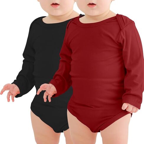 Jimonda Rayon From Bamboo Baby Bodysuit Long Sleeve Boy Girl Romper Soft | Stretchy, Lightweight, Viscose, Unisex Newborn Clothes, Infant One Piece, Tag free, Easy Diaper Changes, Spring Summer Fall in Kuwait