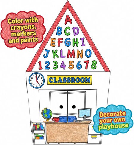Easy Playhouse Cardboard School - Pretend Play Fort for Ages 3+ in Kuwait
