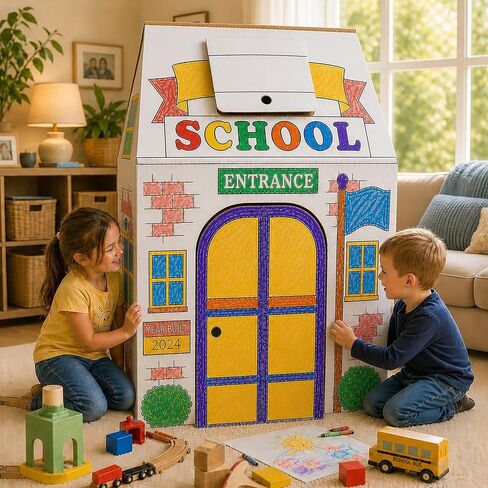 Easy Playhouse Cardboard School - Pretend Play Fort for Ages 3+ in Kuwait