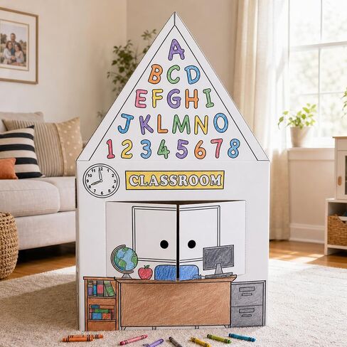 Easy Playhouse Cardboard School - Pretend Play Fort for Ages 3+ in Kuwait