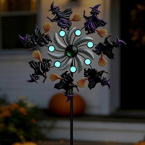 Halloween Witch Wind Spinner, 39" Metal Yard Garden Stake Wind Sculpture,Outdoor Garden for Patio Lawn Halloween Party Decoration in Kuwait