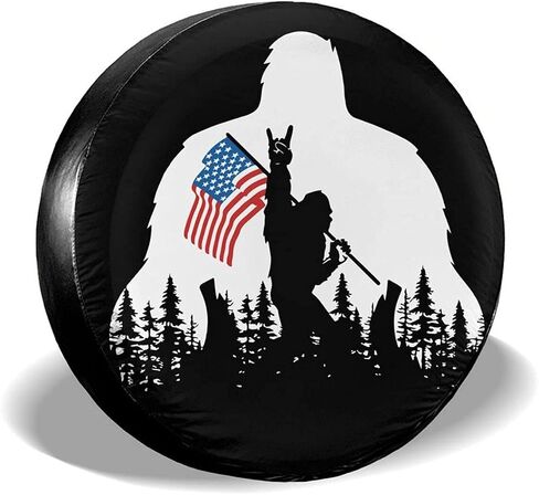 Bigfoot American Flag Camping Spare Tire Cover Wheel Protectors Weatherproof Wheel Covers Universal Fit for Trailer Rv SUV Truck Camper Travel Trailers Accessories 14in in Kuwait