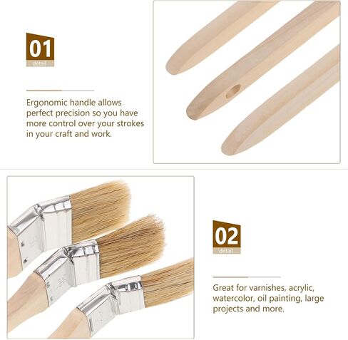 3pcs Angled Paint Brush with Long Handle, Reusable Soft Bristles in Saudi Arabia
